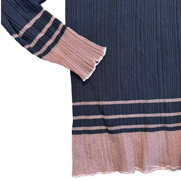 Zara Black & Tan Textured Weave Colorblock Oversized Sweater Top Small - Picture 3 of 5